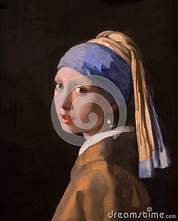 Girl with a Pearl Earring, painting by Johannes Vermeer Editorial Stock Photo